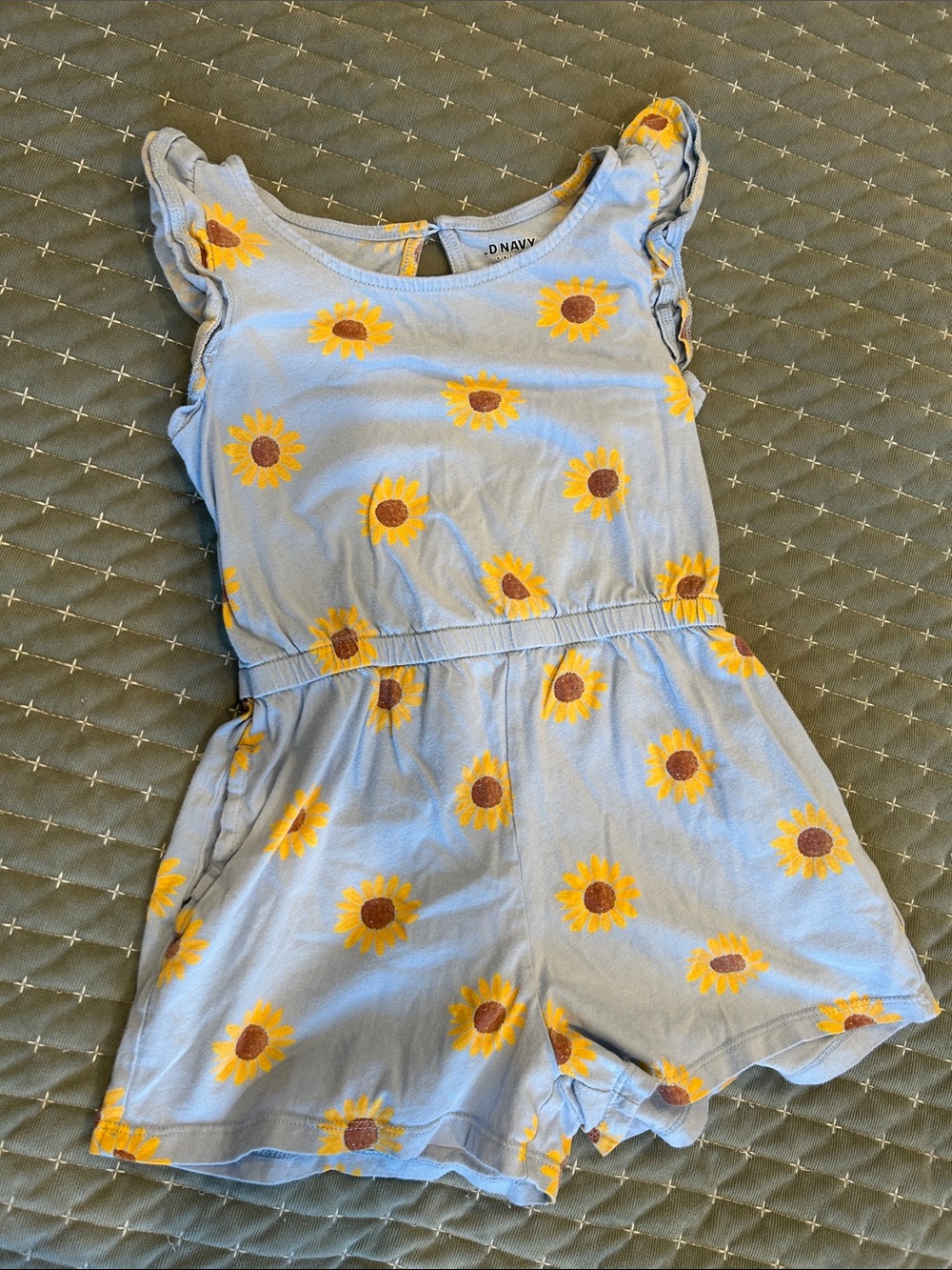Old Navy Light Blue Sunflower Print Romper